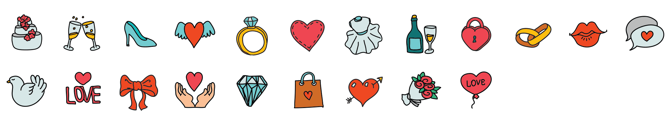 Romance-doodle-icons