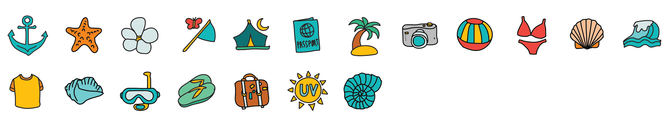 Summer-doodle-icons