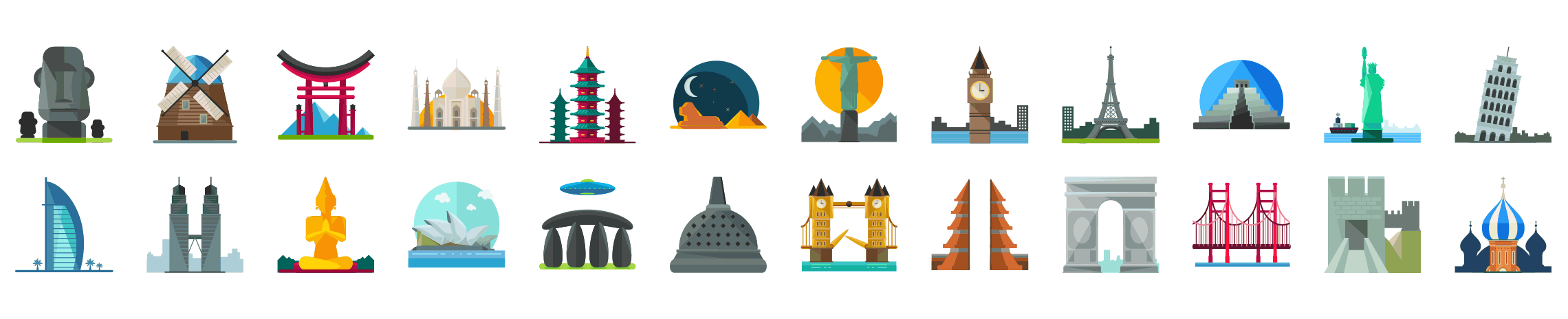 Landmarks-flat-icons