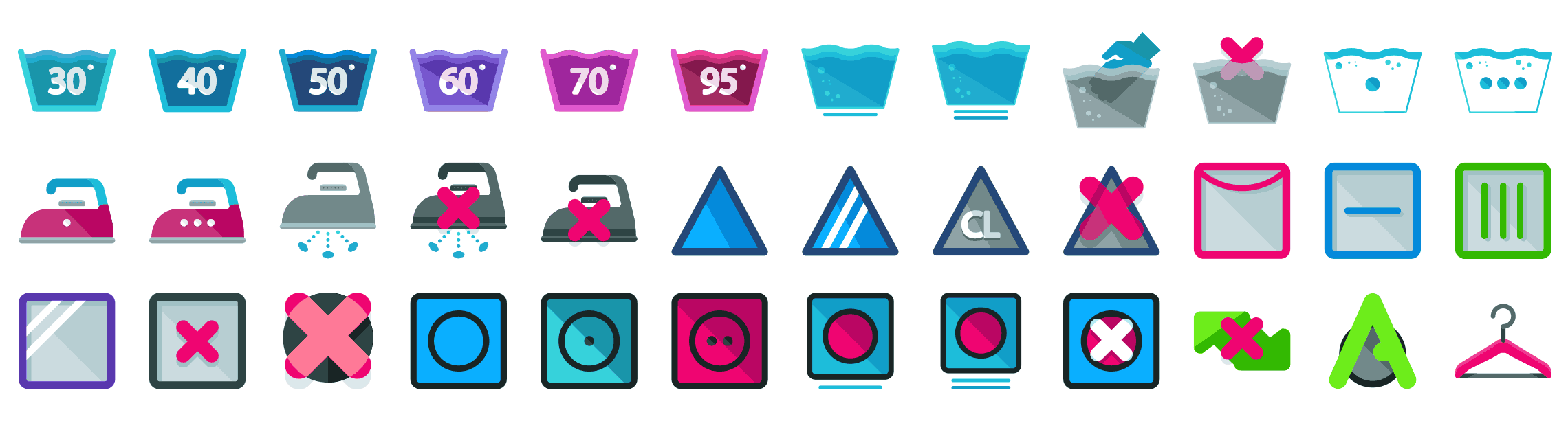 Washing-Instructions-flat-icons