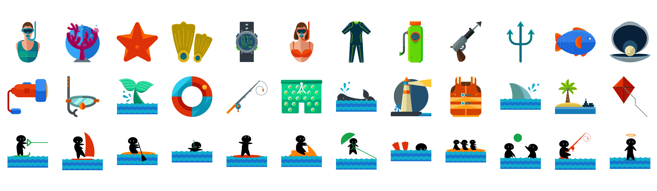 Water-Sports-flat-icons