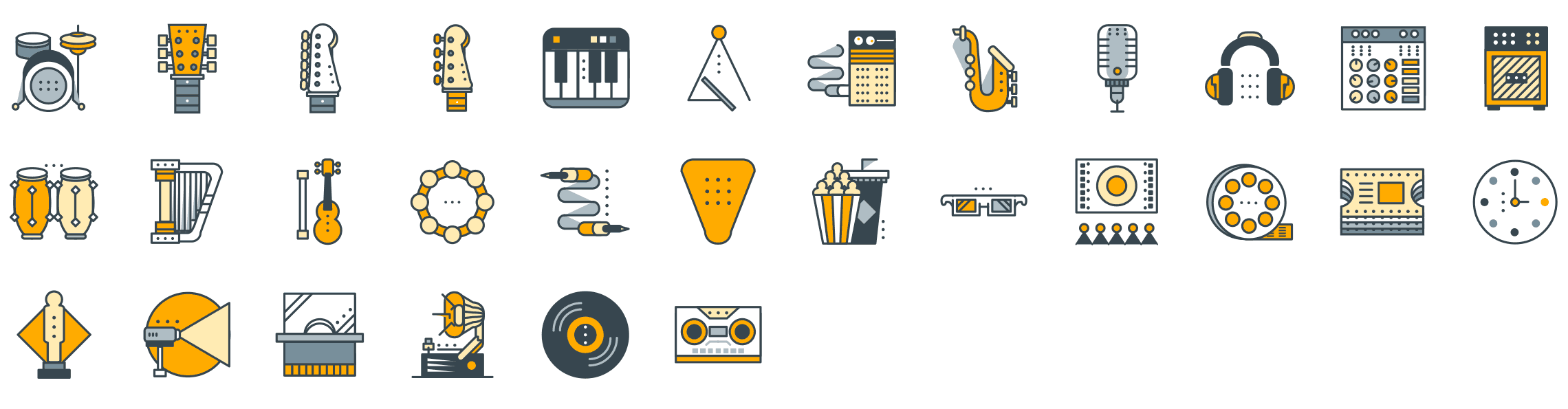 music-and-entertainment-funline-icons-preview