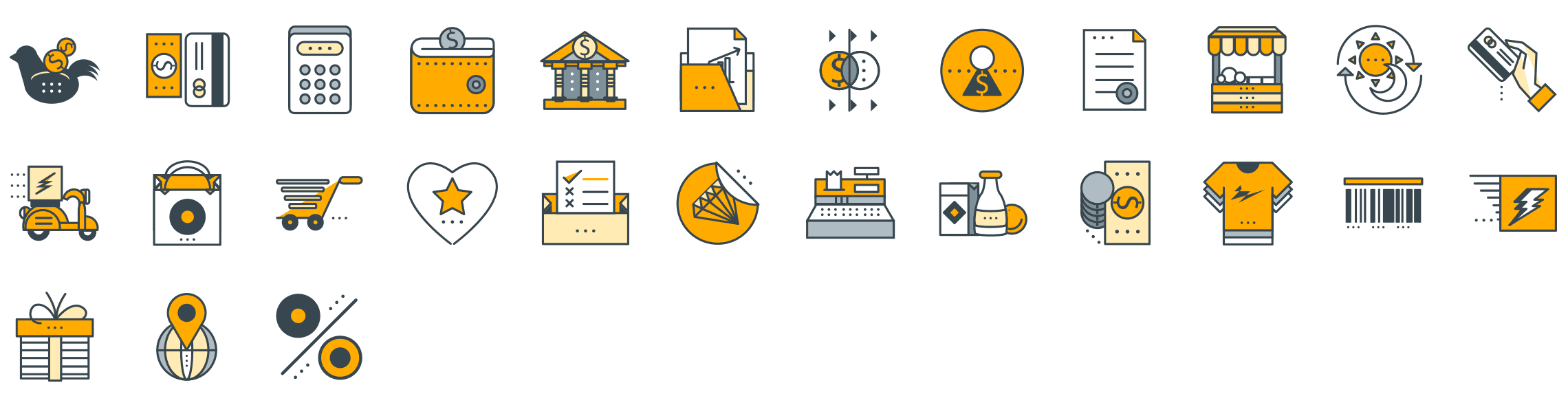 shopping-and-finance-funline-icons-preview