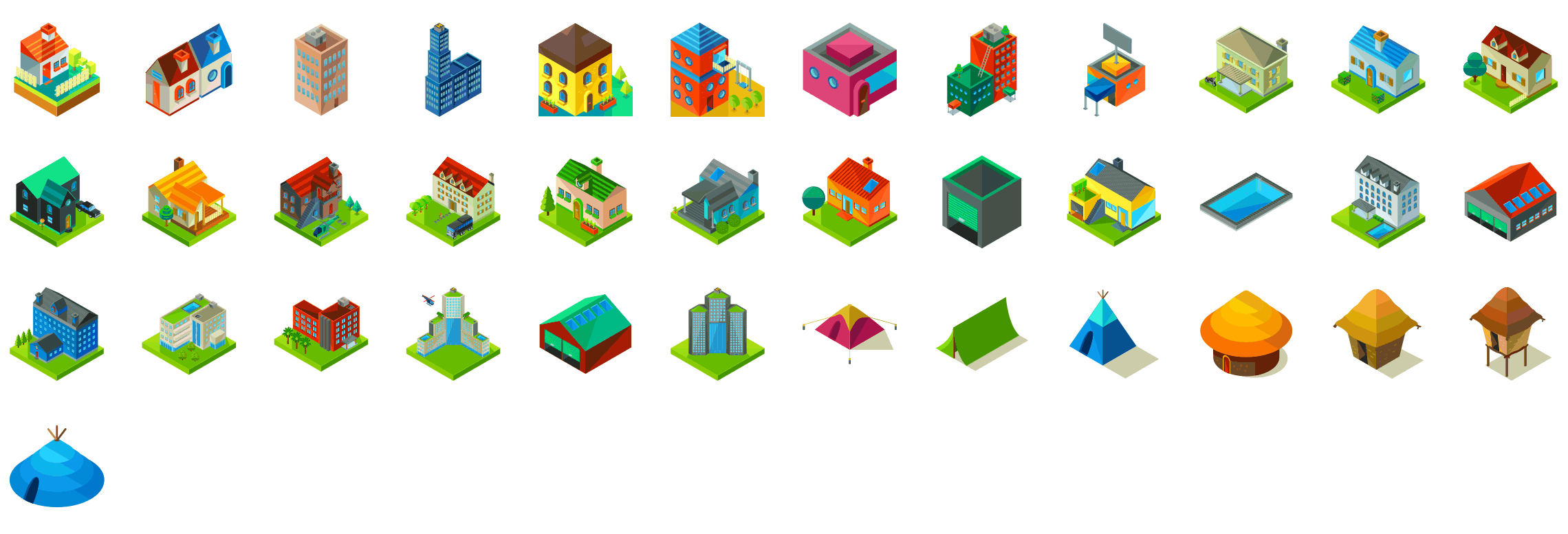 building-elements-isometric-icons-preview