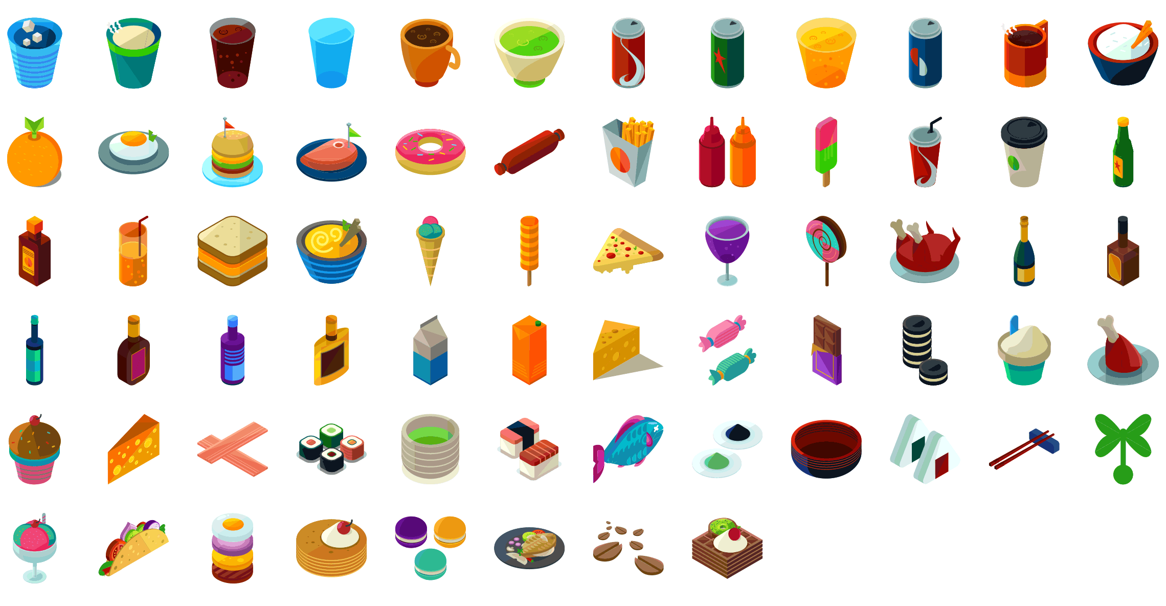 food-and-drink-isometric-icons-preview