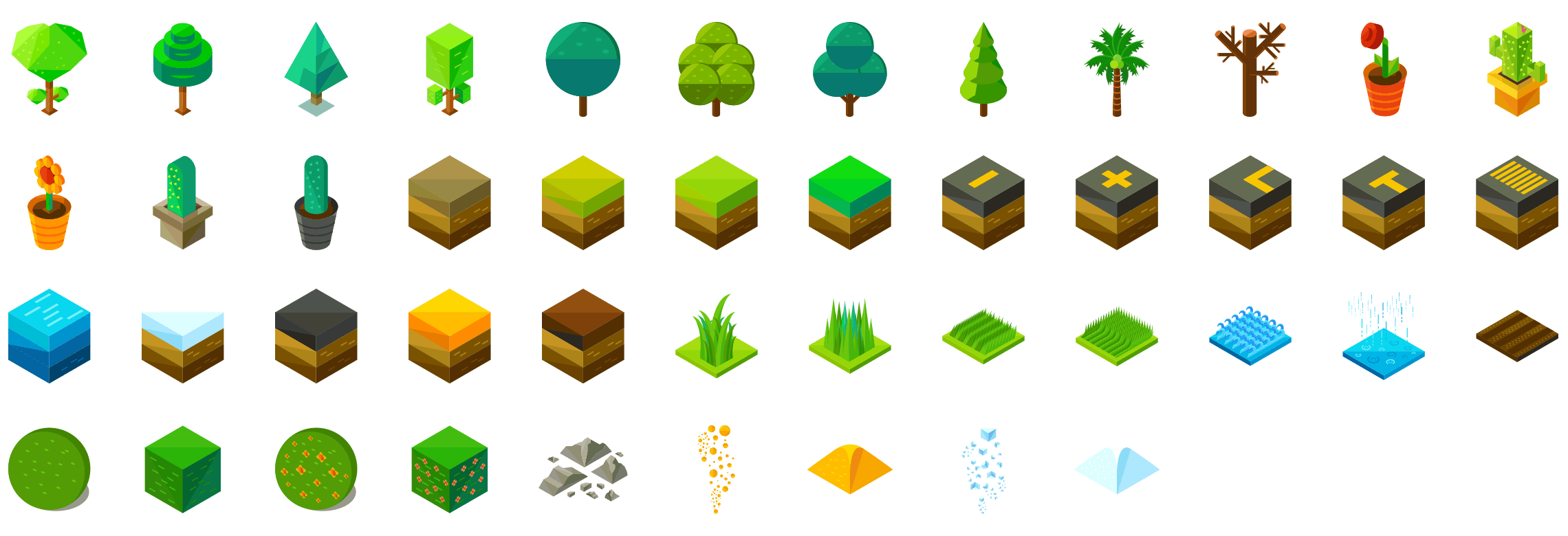 nature-elements-isometric-icons-preview