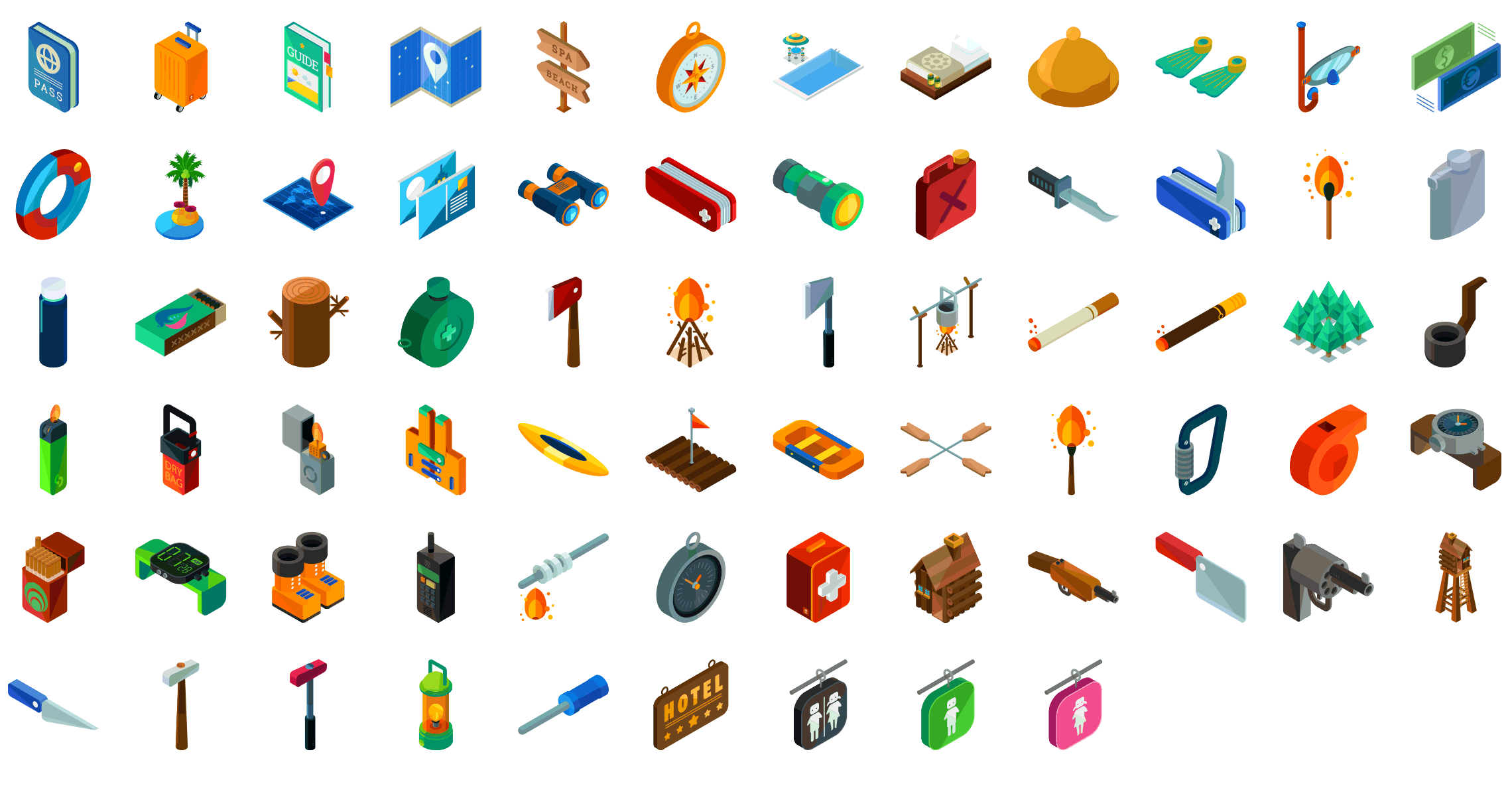 travel-and-outdoor-essentials-isometric-icons-preview