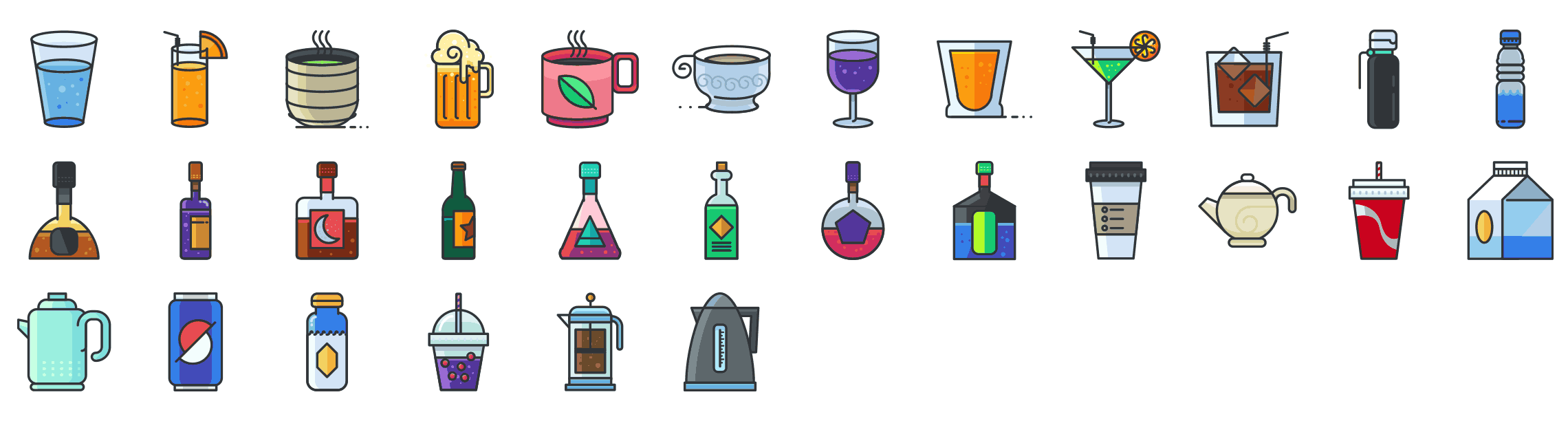 Beverages-filled-outline-icons