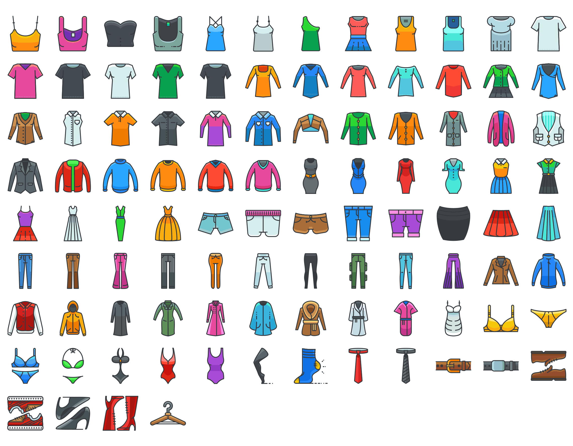 Clothes-and-Fashion-filled-outline-icons