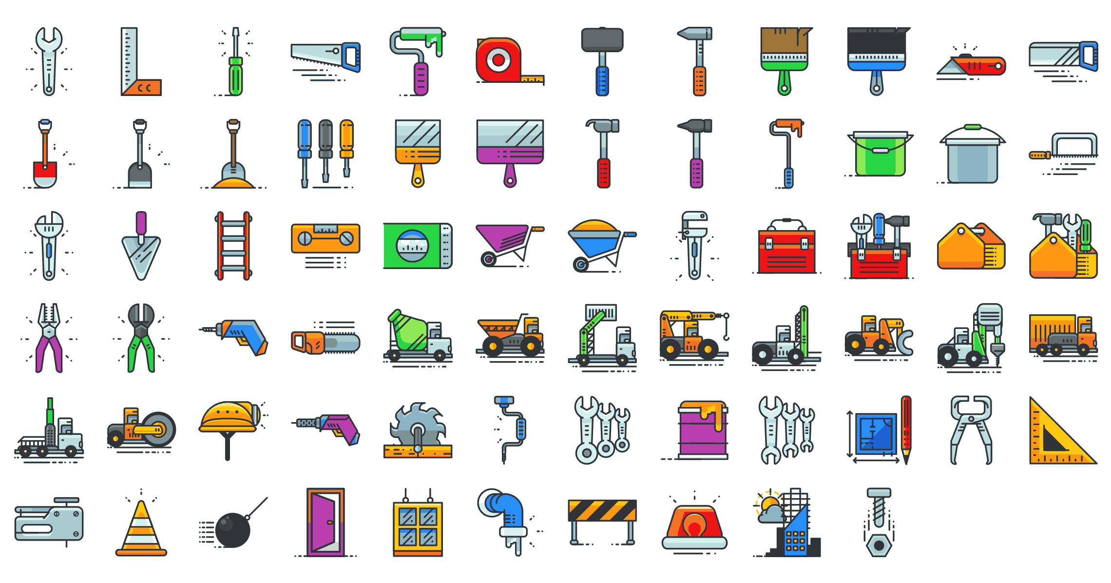 Construction-Tools-filled-outline-icons