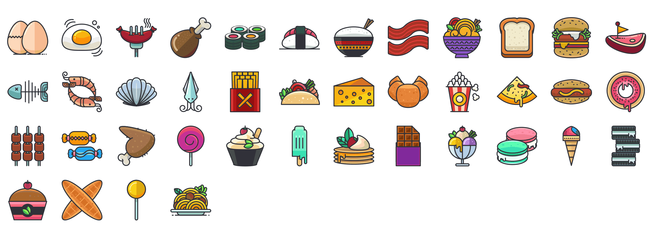 Food-filled-outline-icons