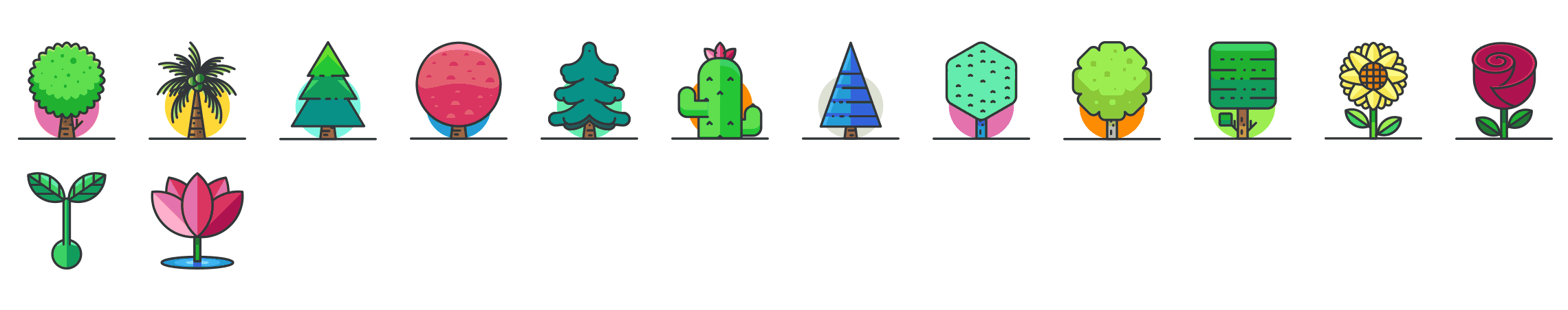 Plants-outline-icons