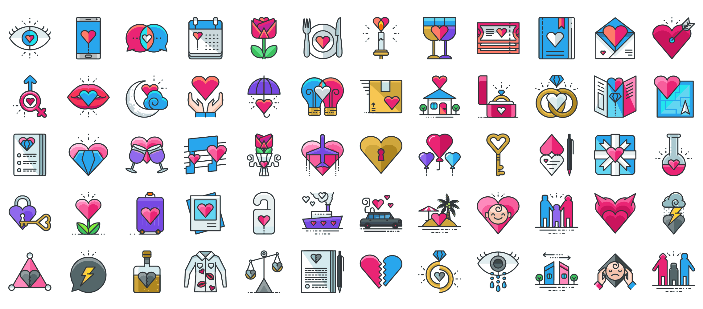 Romance-outline-icons