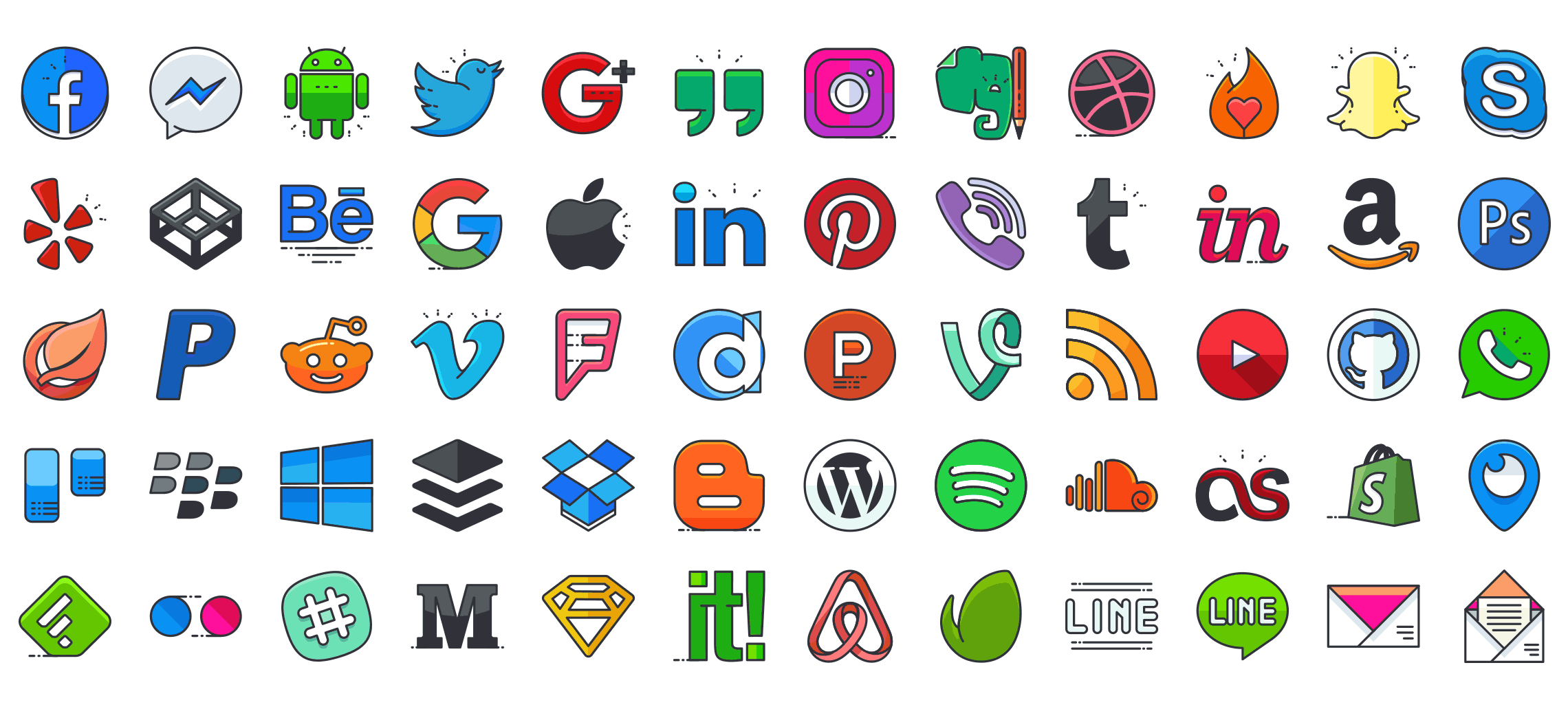 Social-Media-outline-icons