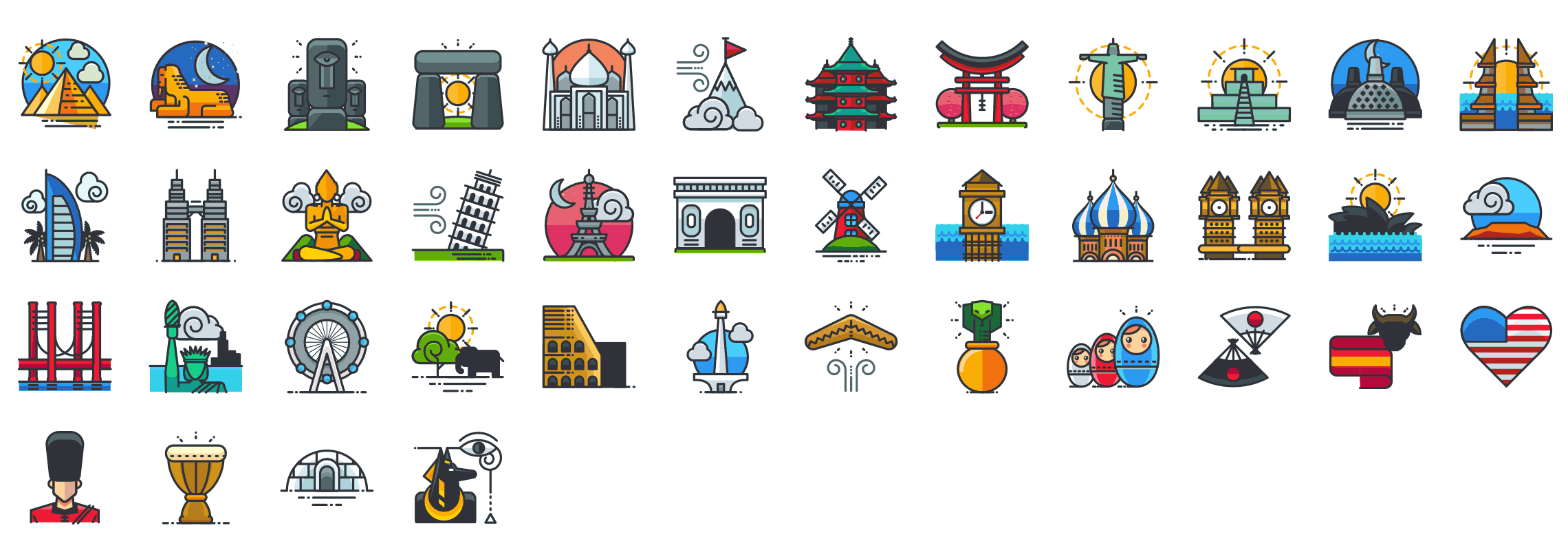 World-Monuments-outline-icons