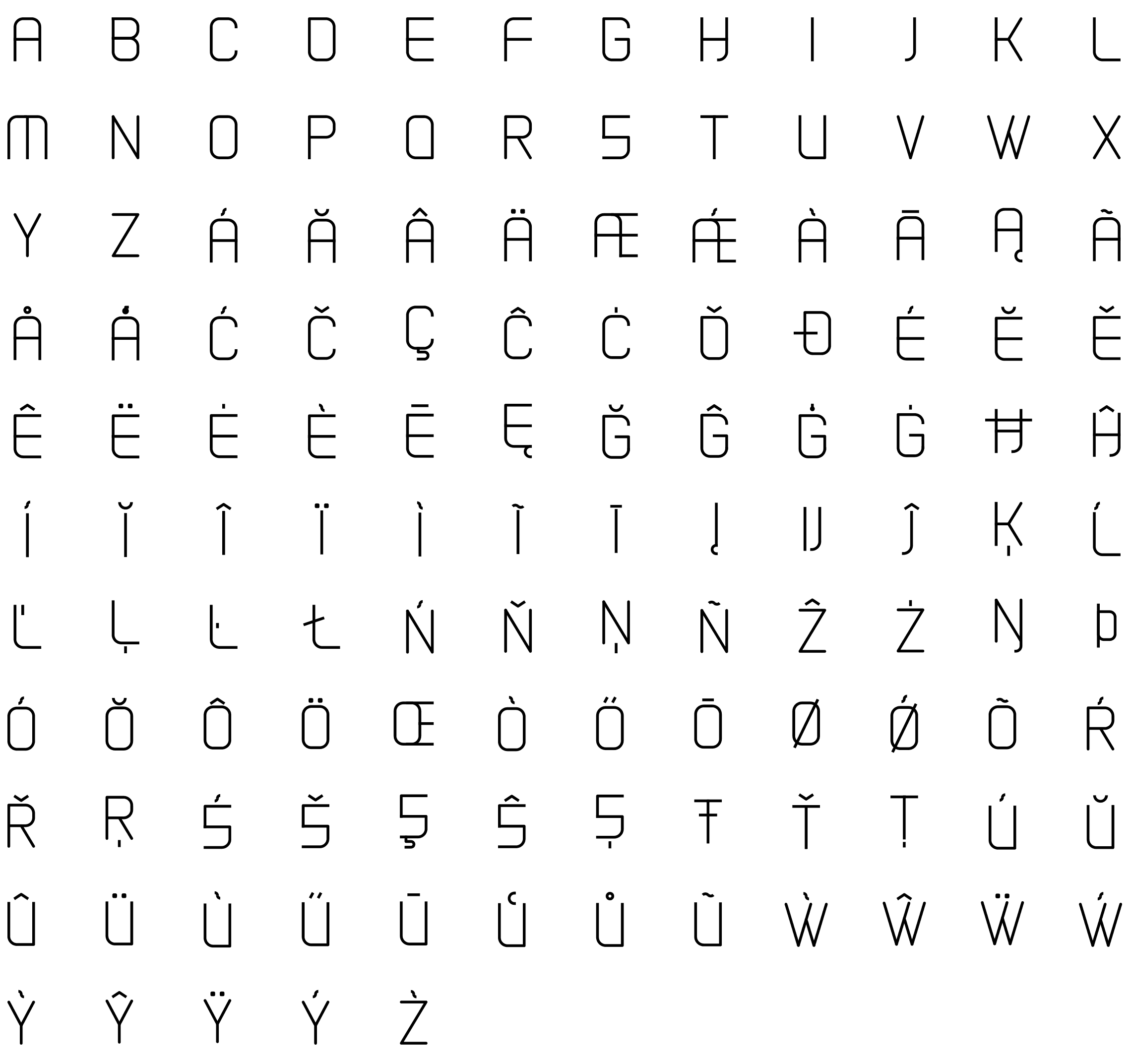 capital-alphabet-and-symbols-line-icons-preview