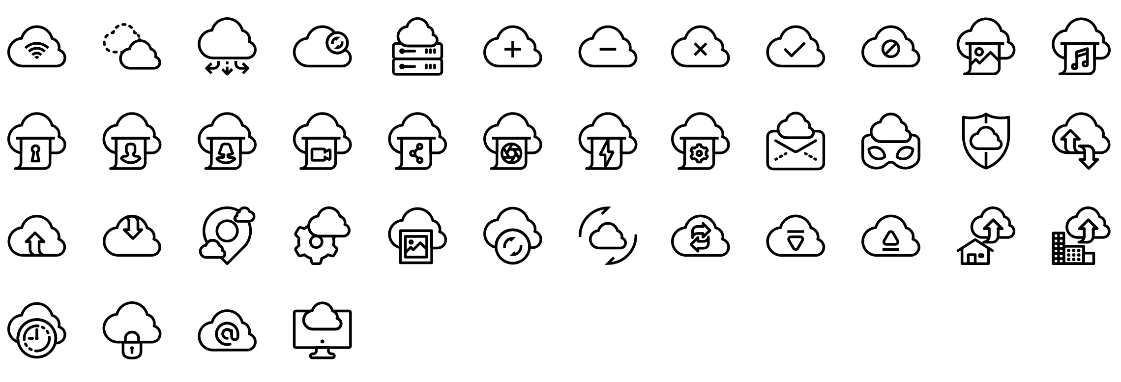 cloud-line-icons-preview