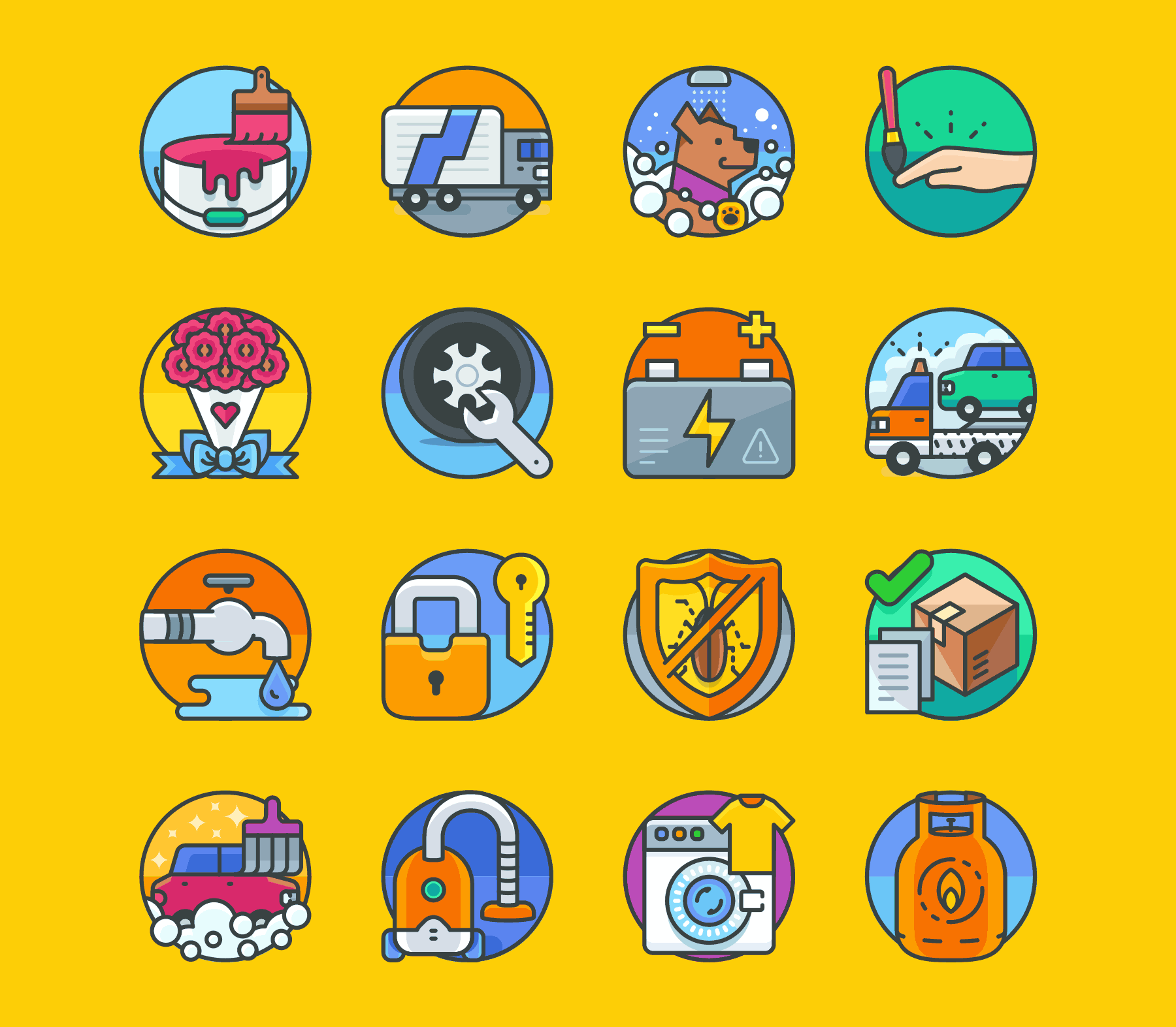 Custom Filled outline icons Handy Heroes