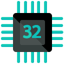 32 memory chip flat icon