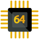 64 memory chip flat icon