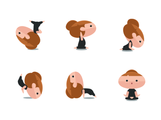 Chibi Yoga Flat Icons