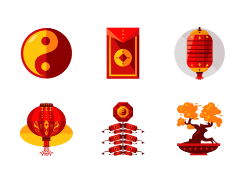 chinese new year flat icons