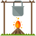 cooking meal outdoors flat icon