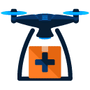drone carry medical flat icon