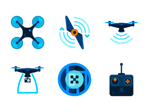virtual reality and drones flat icons