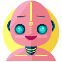 Female smile Robot Flat Icon