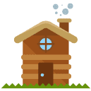 wooden cabin flat icon