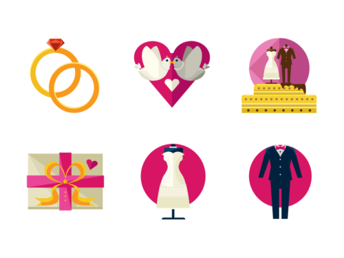 valentine flat icons