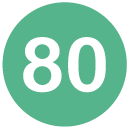 80 Flat Round Icon