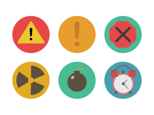 alert flat round icons