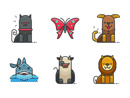 Animals filled outline icons