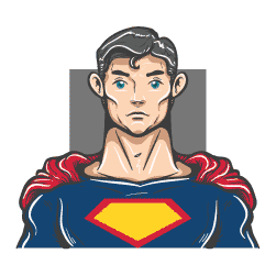 super man hand drawn avatar icon