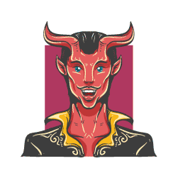 devil hand drawn avatar icon