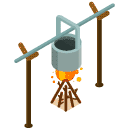 Camp Fire Cooking Isometric Icon