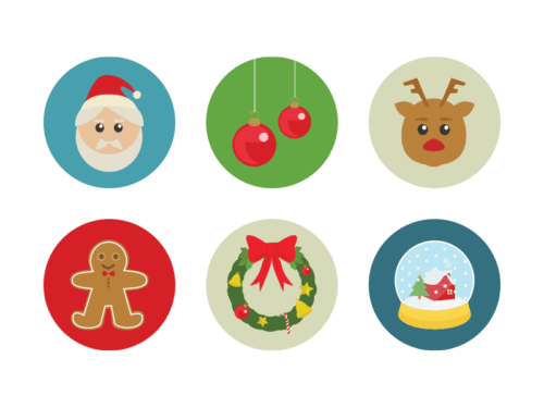 Christmas flat round icons