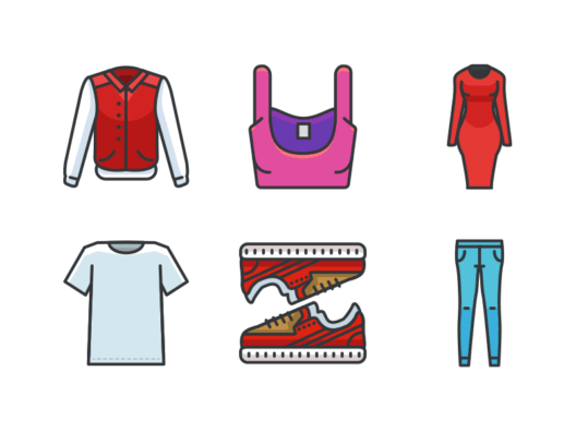 Clothes and fashion filled outline icons