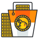 Coin Bucket Filled Outline Icon