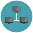 Computer network sharing Flat Round Icon
