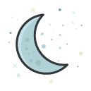 Cloudy Night Filled Outline Icon