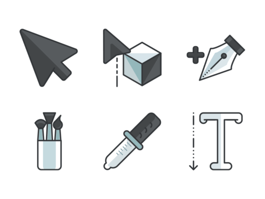 Design tools filled outline icons