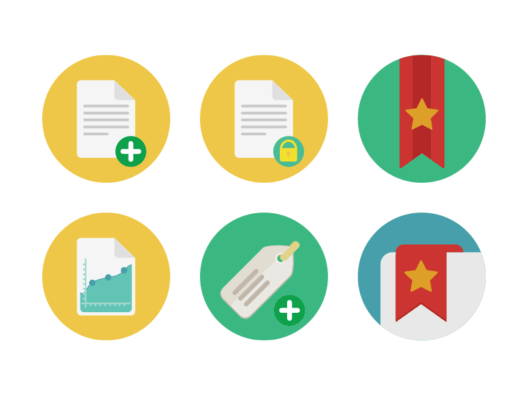 documents and bookmarks flat round icons