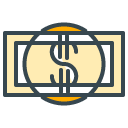 Dollar Bill filled outline Icon