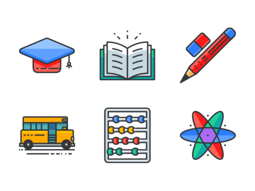 Education filled outline icons