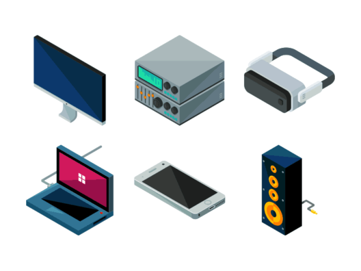 Electronics isometric icons
