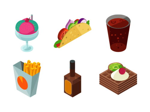 Food and Drink Isometric icons