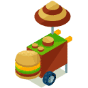 Hamburger Food Cart Isometric Icon